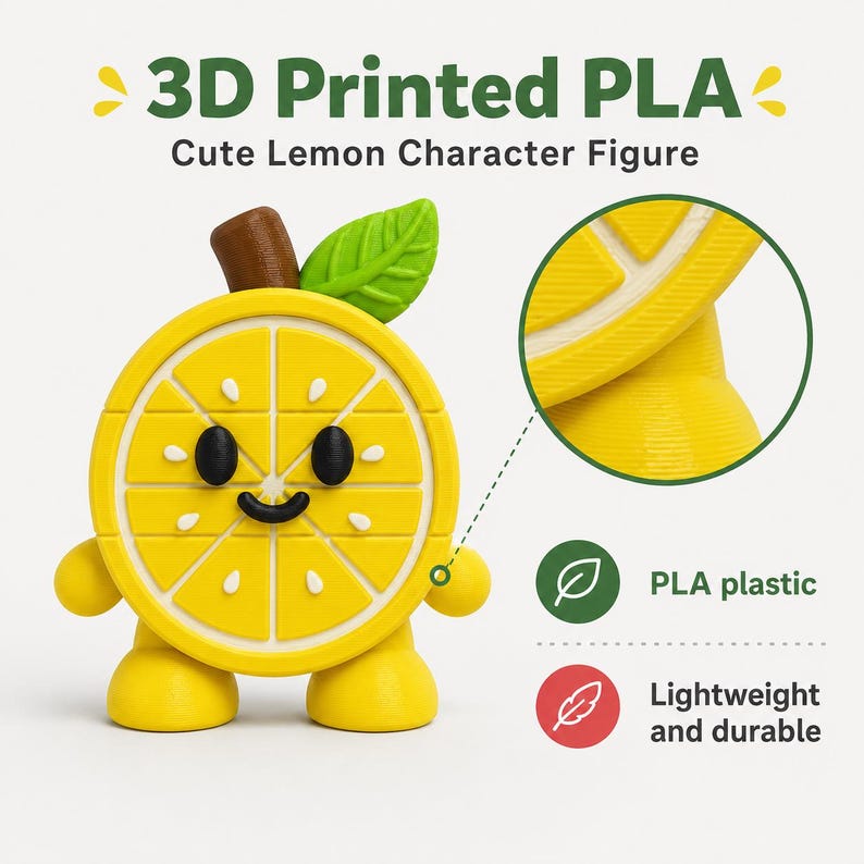 Cute lemon slice 3D printed figure